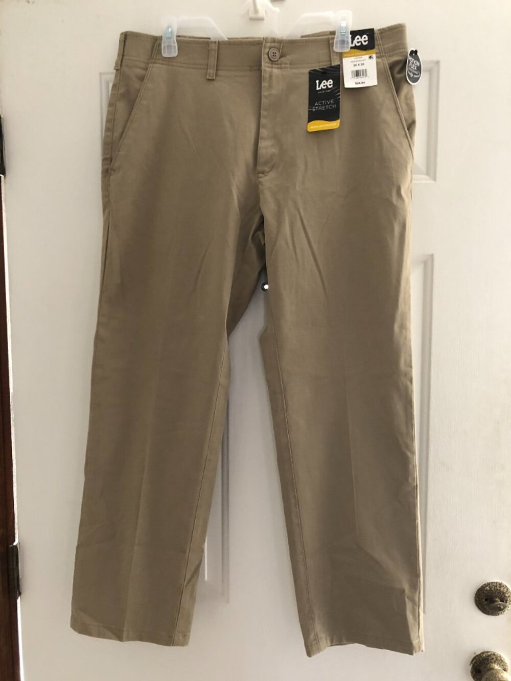 Lee Regular Straight Active Stretch Chino Khaki Pants, Mens 36x30  NWT